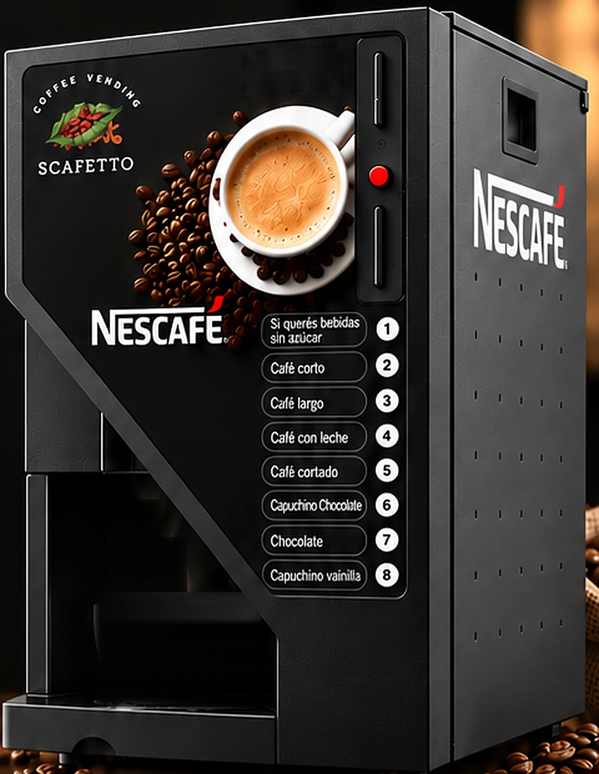 Máquina de café interactiva: tocá un botón para preparar una bebida